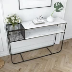 Sissep&auml;&auml;sukonsool laud 2-kihilise reservuaariga, multifunktsionaalne diivanilaud, diivanilaud, ruumi s&auml;&auml;stev koridorilaud koos hoiukambriga (must, 120cm)