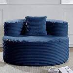 112 cm &uuml;hekordne Bean Bag diivan, &uuml;le suurusega Lounge diivanvoodi, kaasaegne Corduroy kangast p&otilde;randas diivan, ei n&otilde;uta kokkupanekut, p&otilde;randas diivan elutuppa, kontorisse (sinine)