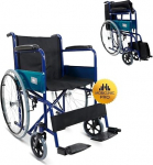 Mobiclinic&reg;, Alc&aacute;zar Folding Wheelchair, European Brand, Seat 46 cm, Manual Brake, Fixed Armrests and Folding Footrests, Colour: Blue/Black