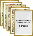 Diamond Painting Frame, Magnetic Art Frame for 30x40 cm, Diamond Painting Canvas, Self-Adhesive Picture Frame for Wall, Window, Door, Home Decoration (Gold) 5 Pieces
