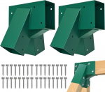 BeneLabel A-Frame 2 Swing Brackets, Heavy Duty Steel Playground Climbing Frame Hardware with Mounting Material, DIY Swing End Mount Kit for 2 (95 x 95 mm) Legs & 1 (147 x 95 mm) Beam, Green