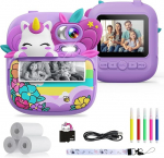 TIATUA laste kaamera, kiirkaamera, 1080P 2,4-tolline kiirkaamera lastele koos 32G kaardi ja 3 rulli tr&uuml;kipaberiga, digitaalne kaamera lastele v&auml;rvidega, kingitused poistele ja t&uuml;drukutele 3-14 aastat