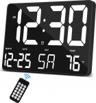 SZELAM Digital Clock Large Display, 11.5 Inch Digital Calendar Alarm Clock with Radio Remote Control, LED Oversized Wall Clock with Date Temp. 12/24H, Snooze Alarm Clock for Home, Bedroom, Office, Gym
