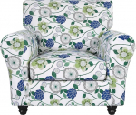 SearchI Floral Printed Stretch Sofa Cover 2 Pieces Armchair Slipcover with Separate Chair Cushion Washable Furniture Protector for Living Room (Armchair, Green Flowers)