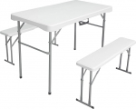 KG KITGARDEN - Folding Picnic Set + 2 Benches 113 x 62 x 71 cm White - Collapsible