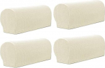 Sxspace Armrest Covers Sofa Set of 4 Stretch Armchair Couch Non-Slip Furniture Protection Protective Covers for Chair Sofa Couches Recliner Chair (Ivory White)