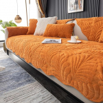 XSlive Palmbl&auml;tter-Sofa-Couchbezug, gesteppt, Chenille-Pl&uuml;schbezug, 1 St&uuml;ck, rutschfest, weich, Sofa-Schonbezug, M&ouml;belschutz f&uuml;r Haustiere, Kinder, Hund, Katze (Orange, 91,4 x 208,3 cm)