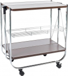 Iris Ohyama Kitchen Wagon CW-005 Metal Trolley on Wheels 68.5 x 43.5 x 69 cm Black, Metal, brown, 85,8 x 71,8 x 8,5 cm