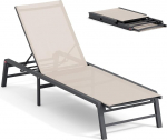 FHVIT Alumiinium Chaise Lounge Chair v&auml;ljas, kokkupandav patio Lounge Chair Assemble-Free, bassein Lounge Chairs 5 reguleeritava seljatoega