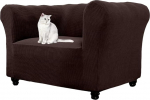 HonunGron Stretch Chesterfield Diivan Cover 1 2 3 istekohta, Elastane Jacquard Diivan Cover, Diivan kaitse, libisemisvastane diivan viskamine, pestav diivan kate kumerale diivanile tugitoolile (pruun, 1 istekoht)