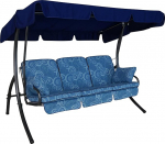 Angerer Freizeitm&ouml;bel GmbH Comfort Hollywood Swing - Saksamaal valmistatud aiakiik - kiik istumiseks, lamamiseks ja l&otilde;&otilde;gastumiseks - sisaldab voodifunktsiooni - lihtne kokkupanek (Hall/sinine lill)