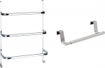 WENKO Irpinia Chrome Towel Rail with 3 Towel Rails, 54.5 x 77.5 x 21.5 cm, Chrome & Door Towel Rail Telescopic 60 cm, Extendable Door Towel Holder, 36-60 x 4 x 6 cm, Matt Silver