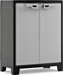 Keter Titan Kunststoffschrank, madal, grau, 80 x 44 x 100 cm, inklusiv 2 Einlegeb&ouml;den mit je 30kg Tragkraft (T&Uuml;V sertifitseeritud), f&uuml;r drinnen und drau&szlig;en, wasserdicht, aus 70% recycelten Materialien