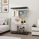 FANYUSHOW klaasvitriin mustas, kaasaegne klaasist puidust vitriin, 3-korruseline klaasvitriin kollektsioonidele, raamatutele, veinile, kontorisse, elutuppa, k&ouml;&ouml;ki, 125 x 79 x 36,5 cm.