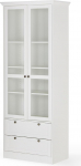 KHG Valge vitriinkapp 2 p&ouml;&ouml;rduksega klaasiga 2 sahtlit 3 reguleeritava k&otilde;rgusega riiulit Puidust materjaliga kaetud Country House stiilis
