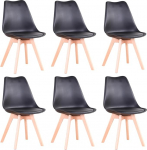 GrandCA HOME 6 s&ouml;&ouml;gitooli komplekt, skandinaavia disain, t&auml;ispuidust jalad, ergonoomiline, s&ouml;&ouml;gituppa, elutuppa, k&ouml;&ouml;ki ja magamistuppa (must, 6)