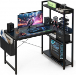 Grandder L-kujuline arvutilaua p&ouml;&ouml;ratavate riiulitega nurgapult kodukontori &otilde;ppet&ouml;&ouml;le Stabiilne &otilde;ppet&ouml;&ouml; 40-tolline must kirjutuslaud