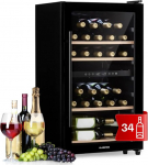 Klarstein veinik&uuml;lmik, joogik&uuml;lmik Slim, 2 tsooniline klaasuksega k&uuml;lmik, joogik&uuml;lmikud vabalt seisvad, veinik&uuml;lmik v&auml;ike, UV-kaitsega veinik&uuml;lmikud, 5-18&deg;C, 34 pudelit.