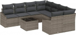 9-teiliges Garten-Sofa-Set mit grauen Kissen aus Poly-Rattan Gartenlounge Model3346659