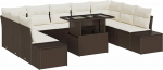 10-teiliges Garten-Sofa-Set mit Kissen Braun Poly Rattan Gartenlounge Model3357981
