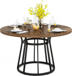 Tribesigns Round Dining Table for 4 People, Circle Dining Table with Metal Base, 120 cm Round Kitchen Table for Living Room Kitchen Dining Room