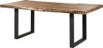 MASSIVMOEBEL24.DE Freeform 5 Mangopuust laud naturaalselt lakitud + U-jalad matt antratsiit 180 x 90 x 77 cm Massiivpuust laud Puu servaga laud s&ouml;&ouml;gilaud S&ouml;&ouml;gilaud