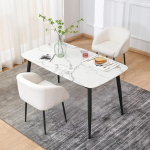 Mingone s&ouml;&ouml;gitoa toolid, 2 tooli, k&ouml;&ouml;gitoolid, polsterdatud toolid k&auml;etoega, metallist jalgadega elutoa tugitool, lambavillast iste kuni 120 kg, valge (ainult 2 tooli)