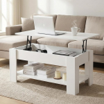 Kohvilaud, reguleeritava k&otilde;rgusega elutoa laud, kohvilaud kohviku ja s&uuml;learvuti jaoks, valge kaasaegne stiil, L 98 cm x L 50 cm x K (42-56) cm.