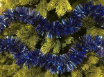 Dmora - Weihnachtsdekoration Oberaar, Weihnachtsdekor, Weihnachtsornament, Festliche Dekoration, Made in Italy, 1000x8 h8 cm, Blau