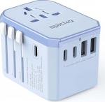 EPICKA reisiadapter kogu maailmas, universaalne reisipistiku adapter 30 W, rahvusvaheline pistikupesa adapter 3 USB-C, 2 USB-A, reisiadapter Saksamaa, USA, Suurbritannia, Jaapan, Tai, Austraalia, TA-105C, sinine