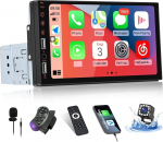 SIXWIN 1 DIN CarPlay & Android autoraadio puuteekraaniga 7-tolline Bluetooth 5.1/FM raadio/EQ/USB/AUX/peeglilink (Android/iOS) + v&auml;line mikrofon + tagurduskaamera