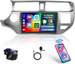 Hikity 2+64G Android 15 autoraadio navigeerimine Kia Rio 2012-2015 koos juhtmevaba CarPlay Android auto peeglilinkiga, 9-tolline puuteekraaniga raadio koos GPS WiFi Bluetooth FM RDS EQ MIC SWC tagurduskaameraga