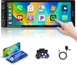 Motorsi Wireless Carplay Android Auto Single DIN autoraadio, 6,86-tolline HD puuteekraaniga 1 DIN autostereo MP5 m&auml;ngija, toetab Bluetooth/MirrorLink/FM/USB2.0/AUX/Charging/kaugjuhtimine