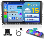 [8 Core 4G + 64G] Inefala Android autoraadio VW Golf Polo Passat Tiguan Touran Caddy juhtmevaba Carplay & Android Car, 9-tolline puuteekraaniga raadio GPS WiFi DSP FM/RDS Bluetooth 59UI tagurdamine