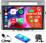 4+64G Android 14 autoraadio Toyota Corolla Verso 2003-2009, 9-tolline 2DIN Carplay Android auto Bluetooth GPS navigatsiooniga WiFi Split Screen FM/RDS peegel Link tagurduskaamera SWC DAB+ mikrofoniga