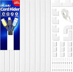 Delamu kaablikanal valge isekleepuv, 4 m PVC kaablikanalid, kaablikanal kaablite varjamiseks, TV kaablikanal seinale k&otilde;ikidele toitejuhtmetele kodumajapidamises/kontoris, pakendis 10 x L 40 cm, B 2,4 cm x K 1,4 cm