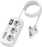 Adapter L&otilde;una-Aafrikasse 3-kohalise pistikupesa ja 4 USB (2 USB-C 3.4A), kiirlaadija, M-t&uuml;&uuml;pi adapter L&otilde;una-Aafrika, Namiibia, Lesotho, Mosambiik, Botswana, Lesotho, 1,5 m pikkune kaabel.