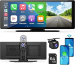 Traadita A-pple Carplay ja Android Car 10,26-tolline puutetundlik autoraadio: 1080p tahavaatekaamera, Mirror Link, Siri, FM, Bluetooth - kaasaskantav Drive Mate navigatsioon