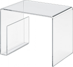 HOWE-Deko High Quality Acrylic Glass Side Table with Newspaper Compartment, Clear, 48 x 32 cm, H 38 cm, Acrylic Glass Thickness 8 mm