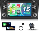 4G + 64G autoraadio Android 15 Audi A6 C5 1997-2004 S6 1999-2004 RS6 2002-2006, 7-tolline HD puuteekraan koos traadita Carplay Android auto GPS Wi-Fi USB Bluetooth 5.0 FM RDS raadio tagurdamine