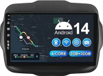 2G + 32G Android 14 Autoradio 2 DIN Jeep Renegade 2016-2019 jaoks koos GPS-navigatsiooniga WiFi Bluetooth 9-tolline puuteekraan koos Mirror Link FM/RDS/USB/EQ roolijuhtimiss&uuml;steemiga Tagurduskaamera