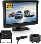 Hikity tagumise vaate kaamera HD autokaamera komplekt 5-tollise HD monitoriga parkimisabi koos IP68 veekindla tagurduskaameraga veoautole/veoautole/maasturile/haagisele/autole/haagissuvilale