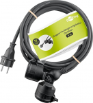 goobay 65434 Topeltpikenduskaabel / toitejuhe v&auml;litingimustes / 2 Schuko pistikupesa kaitseklappidega (IP44) / 3680 W 250 V (AC) ja 16 A juures / 5 m