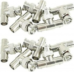 BW&reg; 10 x T-kujuline 3-kordne BNC-mees 2 emas RF koaksiaaladapterile
