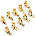 VBESTLIFE 10tk parempoolse nurga RCA isas RCA naissoost 90 kraadine RCA adapter TV DVD m&auml;ngija koduseks audios&uuml;steemiks