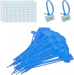 PATIKIL 6-tollised kaablisidemed 100 kaablisideme pakett Sildid nailonist traat m&auml;rgistamise etiketid Self Lacing plastist lindid kirjutatav koos etikettidega paberiga organisatsiooni kaabli jaoks sinine
