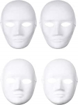 Amosfun 4tk DIY valge mask v&auml;rvimiseks, lihtne t&uuml;hi paberist mask Halloweeni, Cosplay, tantsupidu jaoks (2 naissoost, 2 meessoost)