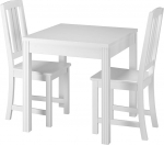 Beautiful Dining Set with Table and 2 Chairs Solid Pine 90.70-50 C Washed White W-Set 22