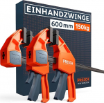 Presch One-Handed Clamps 600 mm Pack of 2 - Clamp Set with 150 kg Clamping Force for Instant Fixing - Robust Quick Release Clamps Thanks to Carbon Steel and Fibreglass Reinforced Housing - Clamps with