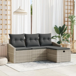 Rantry 4-teiliges Garten Sofa Set mit Kissen in Hellgrau aus Poly Rattan Gartenlounge Model3360583